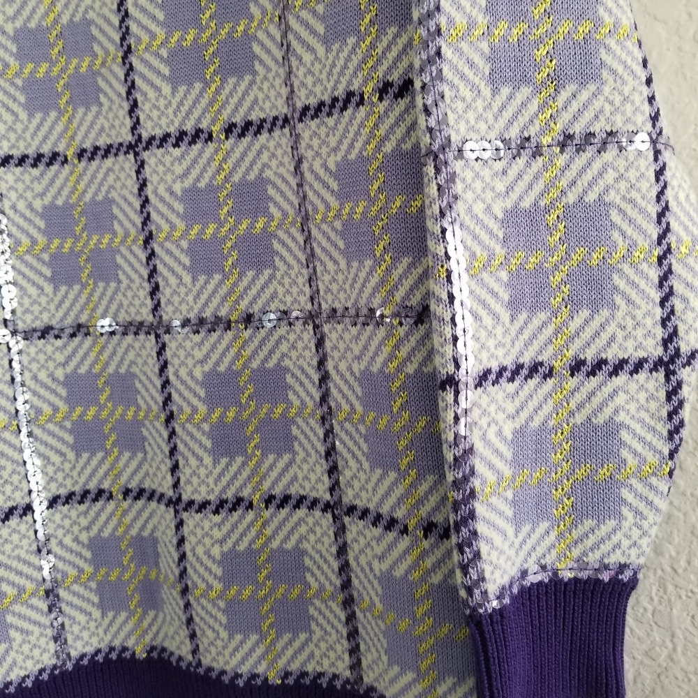 Golden Goose Sequin Embellished Plaid Wool Blend Cardigan Multicolor - Picture 7 of 13